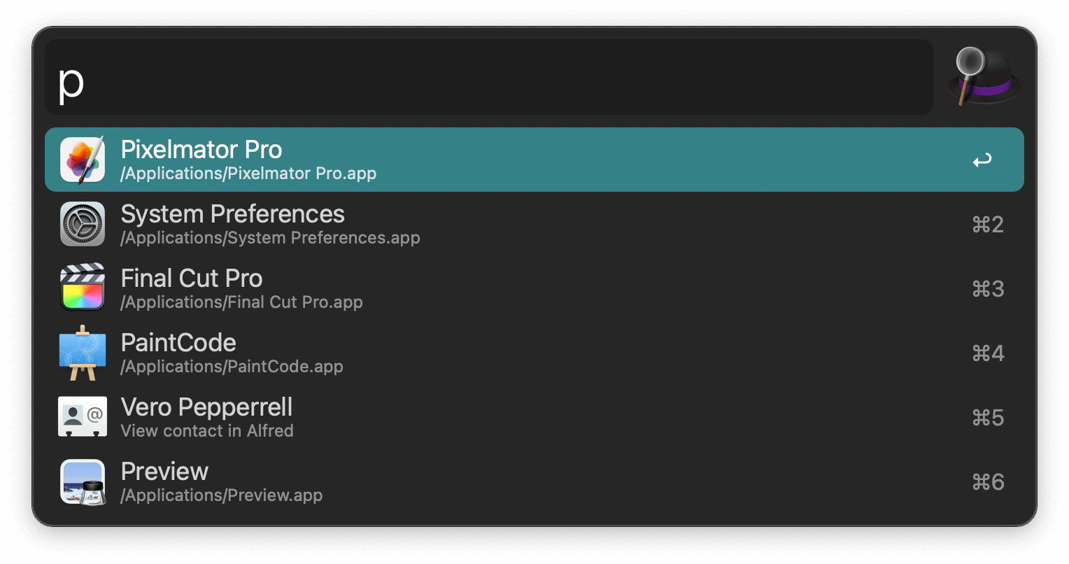 Alfred 启动器界面示例