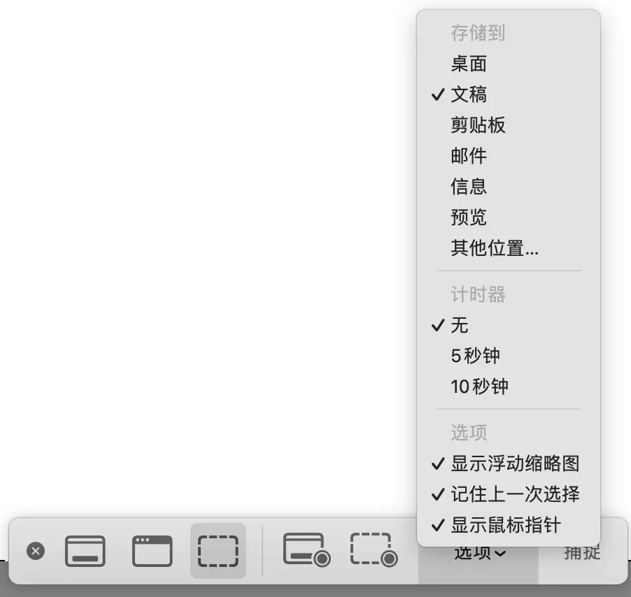 macOS 截图选项设置界面